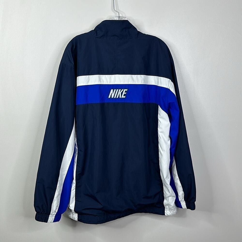 Vintage 90s Nike Colorblock Windbreaker Jacket Navy Royal Blue White Size Large - Picture 8 of 8